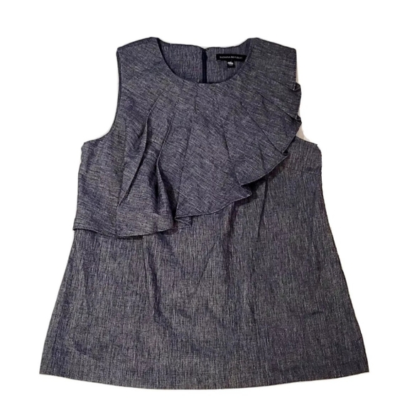 Banana Republic Linen Blend Sleeveless layered Blouse Size 8 Gray - Picture 1 of 7